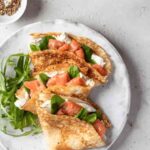 Smoked salmon pancake, truffle soured cream and chives