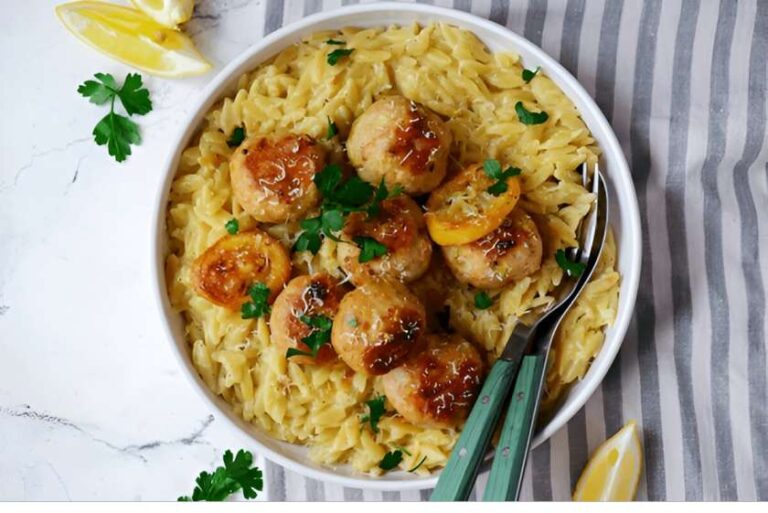 Marry Me Chicken Meatballs Orzo